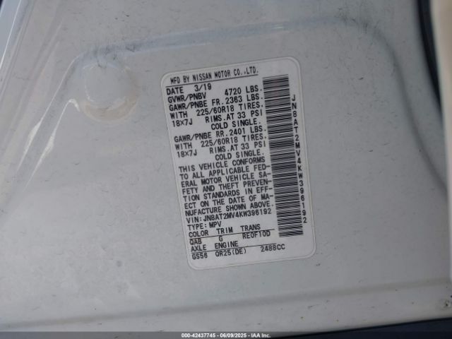 2019 NISSAN ROGUE JN8AT2MV4KW396192 Photo 8