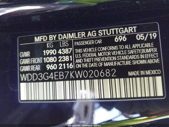 WDD3G4EB7KW020682 Mercedes-Benz m260