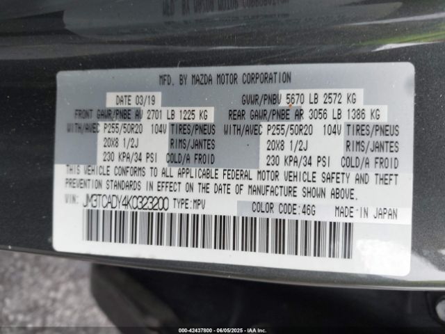 JM3TCADY4K0323200 Mazda Cx-9 Grand Touring