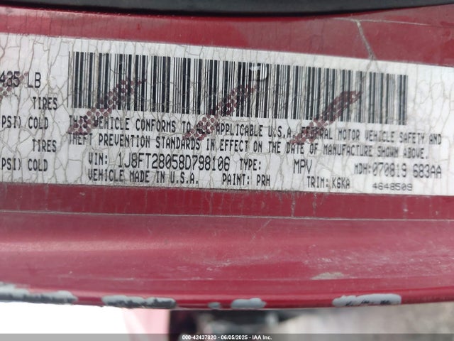 42437820 :رقم المزاد ، 1J8FT28058D798106 vin ، 2008 Jeep Patriot Sport مزاد بيع