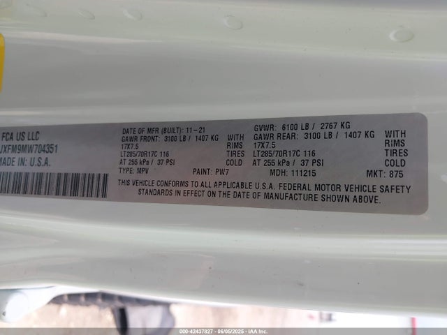 1C4JJXFM9MW704351 Jeep Wrangler