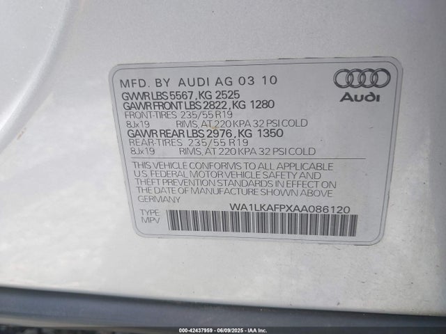 2010 AUDI Q5 WA1LKAFPXAA086120 Photo 8