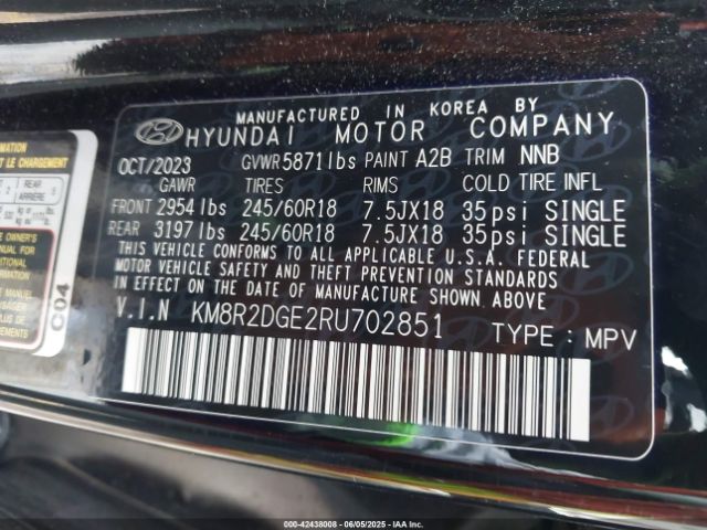 KM8R2DGE2RU702851 Hyundai Palisade Sel