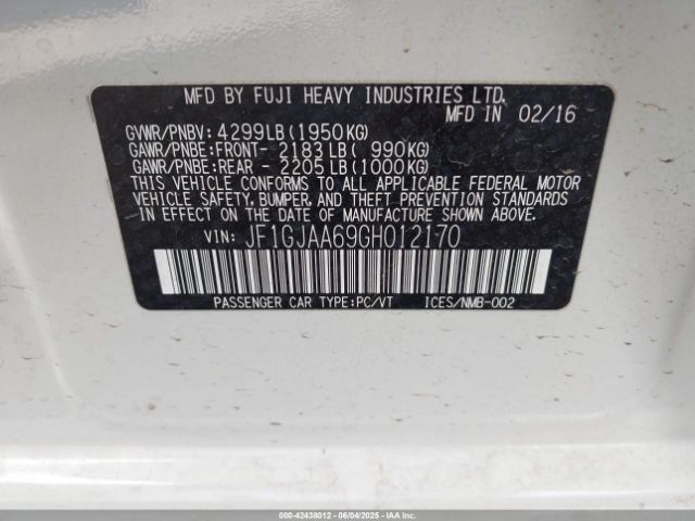 JF1GJAA69GH012170 Subaru 2.0l na