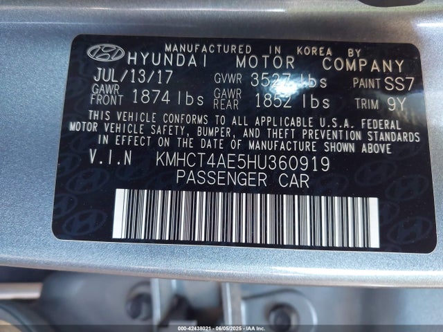KMHCT4AE5HU360919 Hyundai 2017
