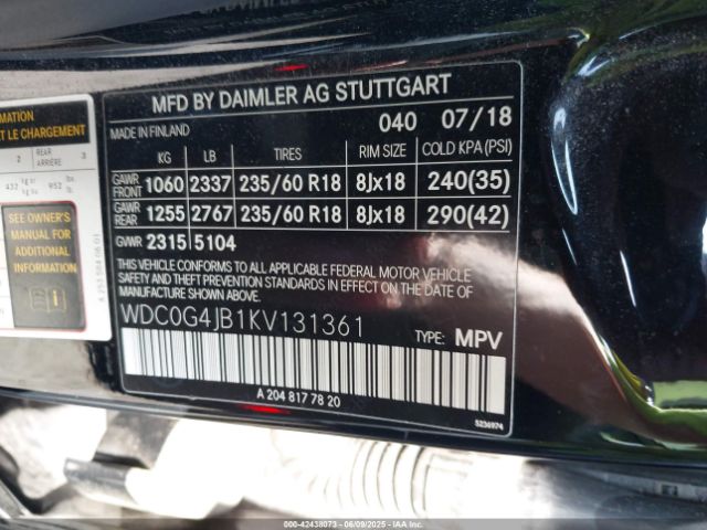 2019 MERCEDES-BENZ GLC 300 WDC0G4JB1KV131361 Photo 8