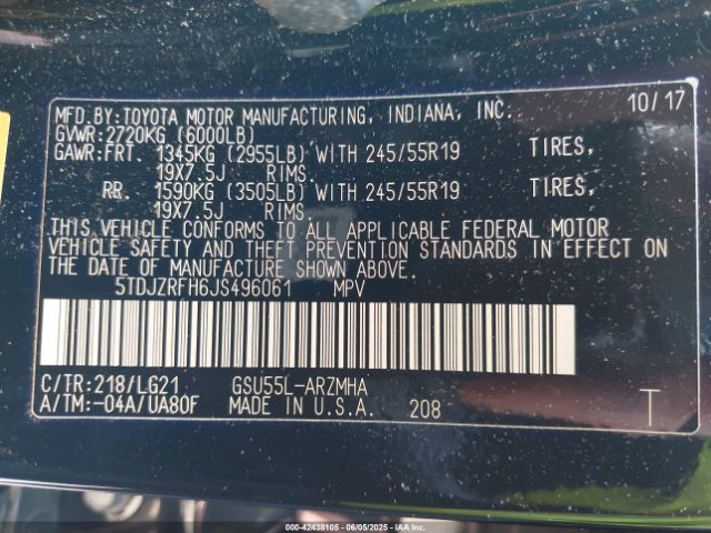 2018 TOYOTA HIGHLANDER 5TDJZRFH6JS496061 Photo 8