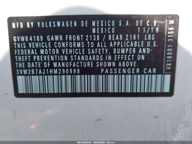 3VW2B7AJ1HM290998 Volkswagen Jetta 1.4t S