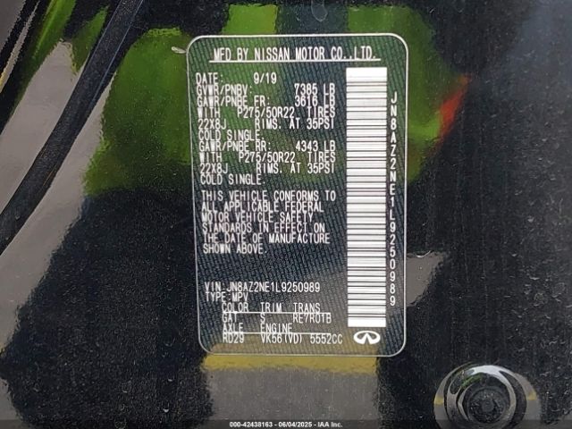 2020 INFINITI QX80 JN8AZ2NE1L9250989 Photo 8