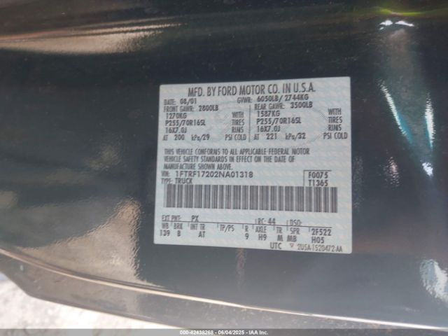 2002 FORD F-150 1FTRF17202NA01318 Photo 8