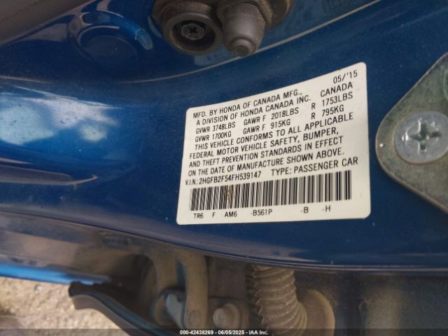 2HGFB2F54FH539147 Honda r18z1