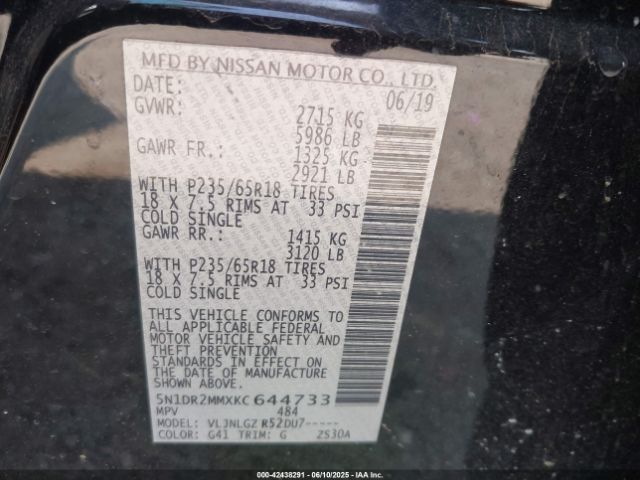 2019 NISSAN PATHFINDER 5N1DR2MMXKC644733 Photo 8