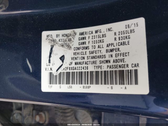 1HGCR2F9XGA022436 Honda k24w1