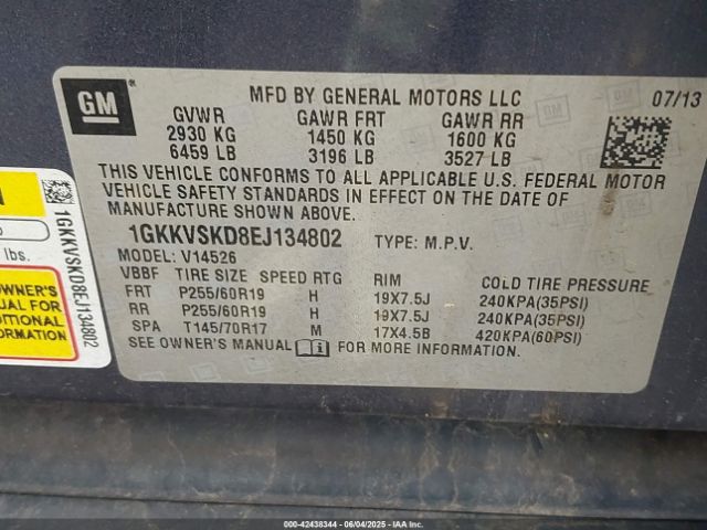 1GKKVSKD8EJ134802 GMC Acadia Slt-2