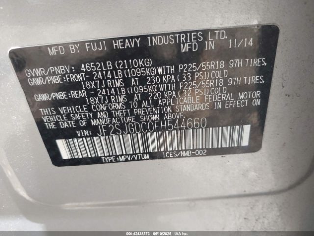 2015 SUBARU FORESTER JF2SJGDC0FH544660 Photo 8