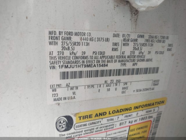 1FMJU1HT9MEA15484 Ford Expedition Xlt