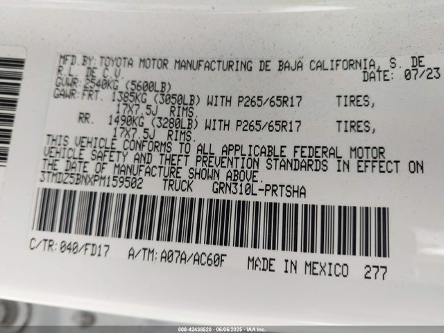 3TMDZ5BNXPM159502 Toyota 2gr-fks