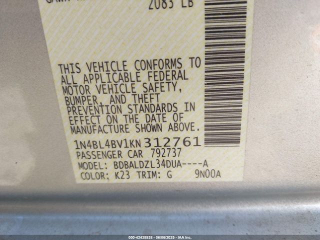 1N4BL4BV1KN312761 Nissan Altima