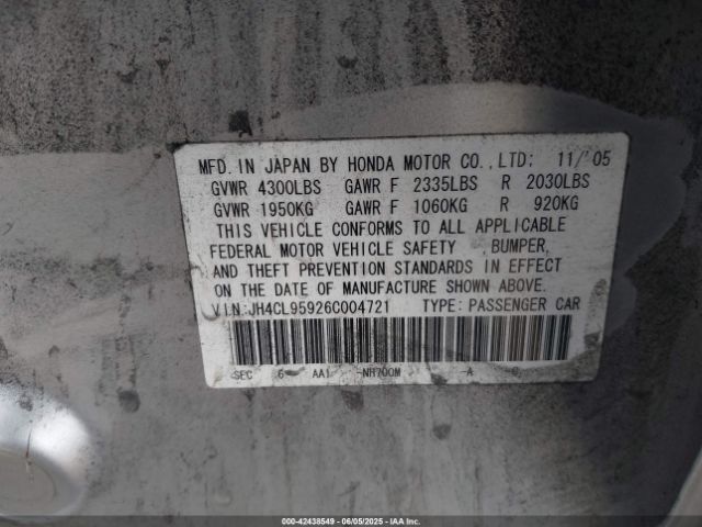 2006 ACURA TSX JH4CL95926C004721 Photo 8