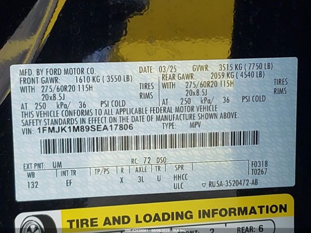 1FMJK1M89SEA17806 Ford Expedition Platinum Max