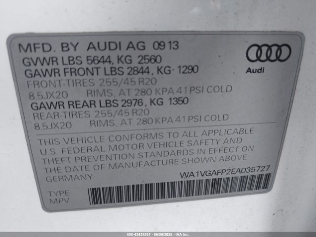 2014 AUDI SQ5 WA1VGAFP2EA035727 Photo 8