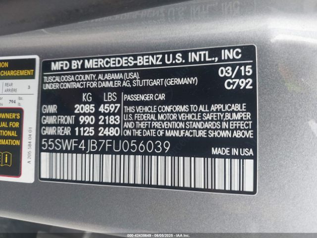 55SWF4JB7FU056039 Mercedes-Benz C 300 Luxury/sport