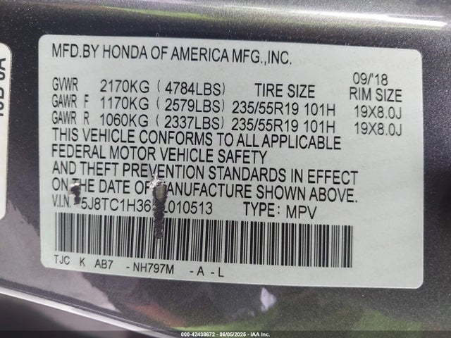 5J8TC1H36KL010513 Acura k20c4