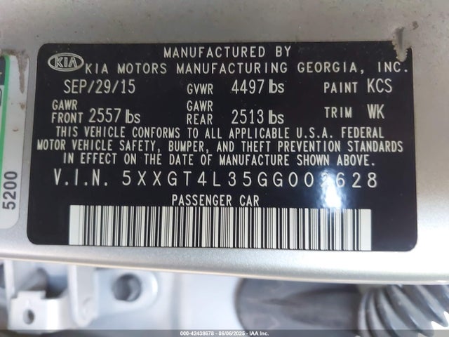5XXGT4L35GG002628 KIA t-gdi theta ii