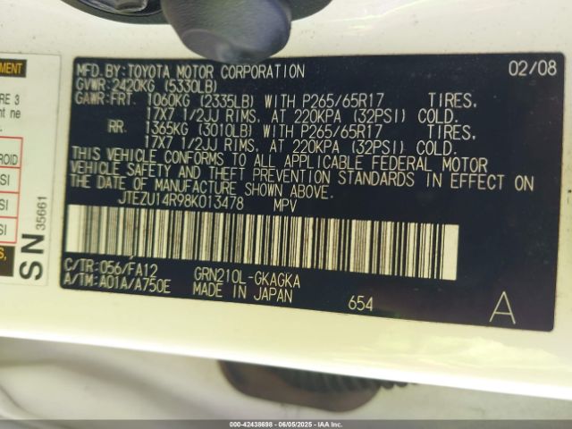 2008 TOYOTA 4RUNNER JTEZU14R98K013478 Photo 8