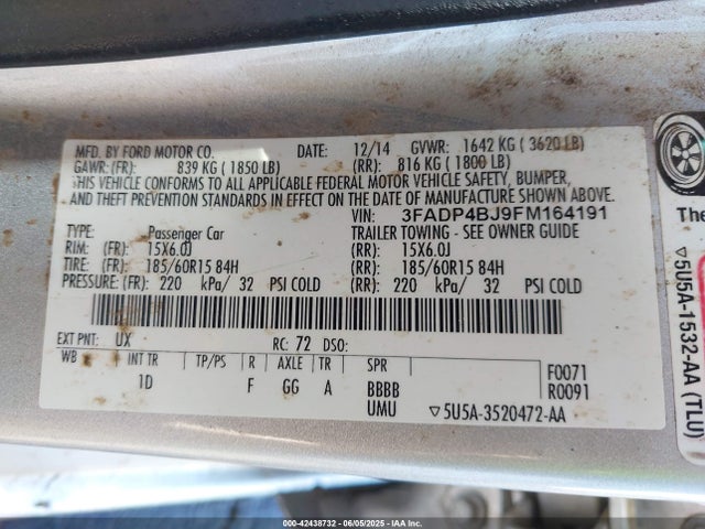 3FADP4BJ9FM164191 Ford 2015