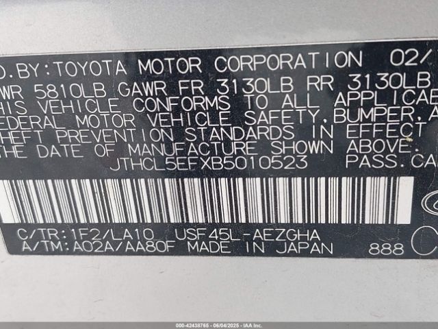 2011 LEXUS LS 460 JTHCL5EFXB5010523 Photo 8