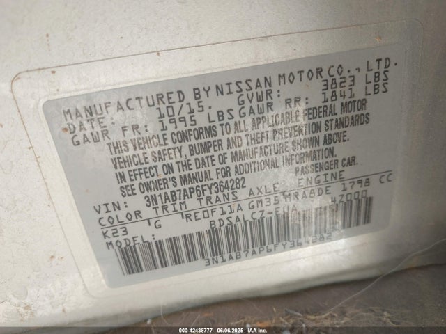 3N1AB7AP6FY364282 Nissan SENTRA S