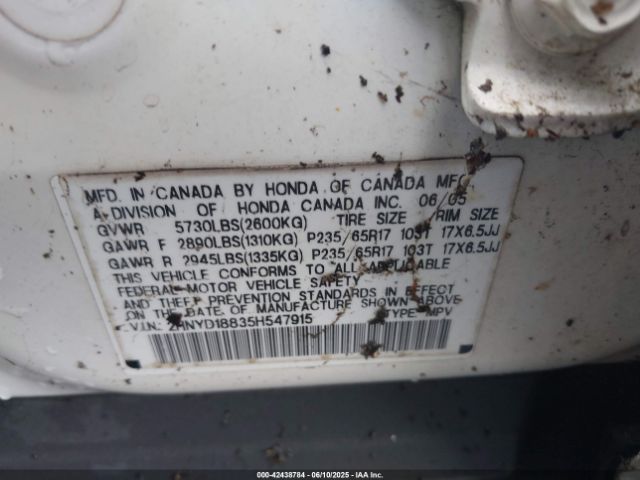 2005 ACURA MDX 2HNYD18835H547915 Photo 8