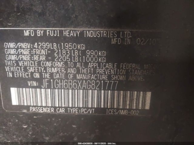 2010 SUBARU IMPREZA JF1GH6B6XAG821777 Photo 8