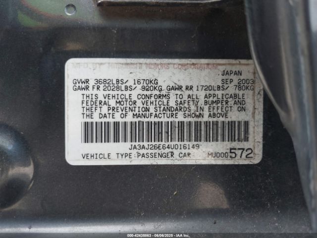 2004 MITSUBISHI LANCER JA3AJ26E64U016149 Photo 8