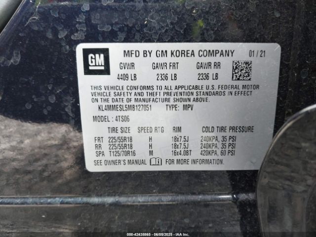 KL4MMESL5MB127051 Buick Encore Gx Awd Select