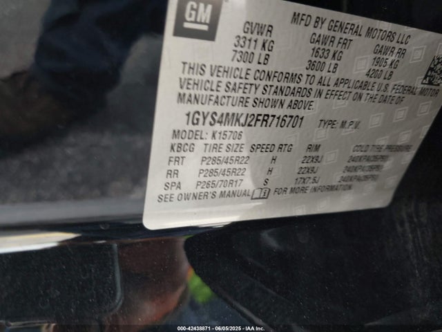 2015 CADILLAC ESCALADE 1GYS4MKJ2FR716701 Photo 8