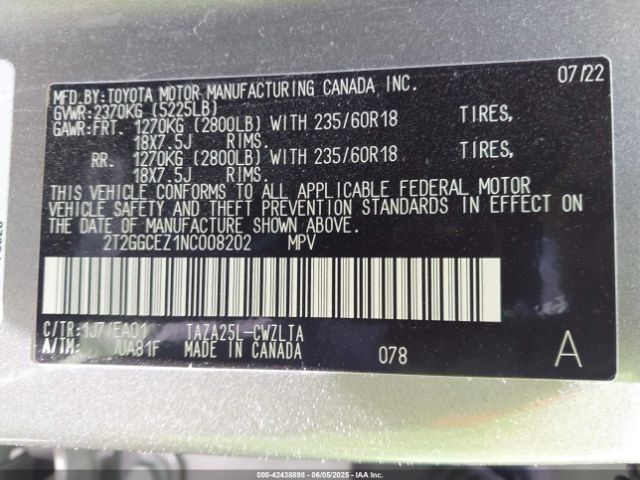 2T2GGCEZ1NC008202 Lexus Nx 350 Premium