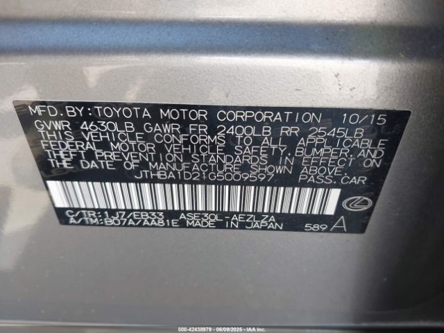 2016 LEXUS IS 200T JTHBA1D21G5009597 Photo 8