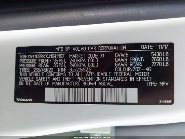 YV4102RKXJ1041197 Volvo b4204t(mp)