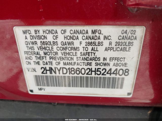 2002 ACURA MDX 2HNYD18602H524408 Photo 8