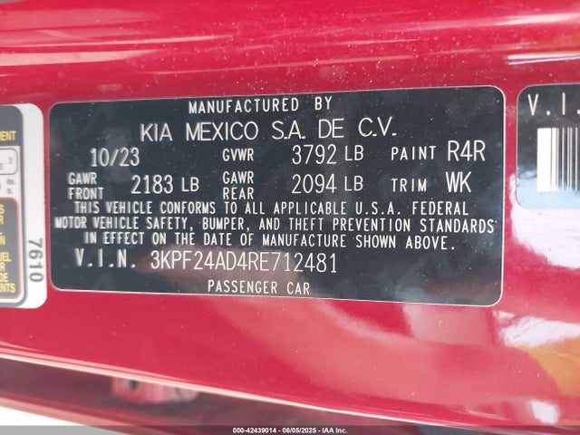 KIA Forte Lxs 2024 3KPF24AD4RE712481 Image 9