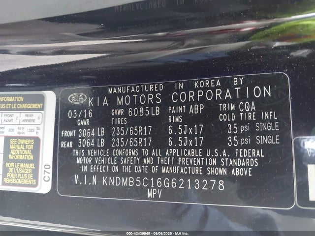 KNDMB5C16G6213278 KIA dohc gdi lambda ii