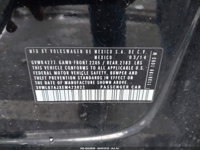 3VWL07AJXEM423022 Volkswagen Jetta 1.8t Sel