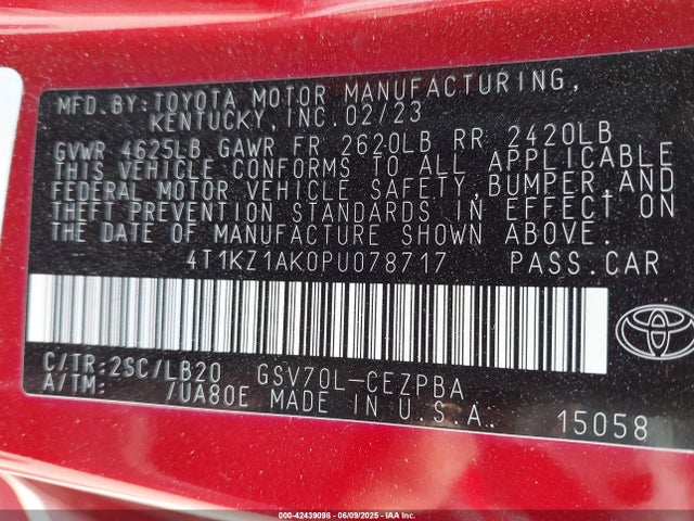 4T1KZ1AK0PU078717 Toyota 2gr-fks