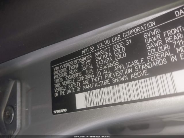 2015 VOLVO XC60 YV4902RC8F2588188 Photo 8