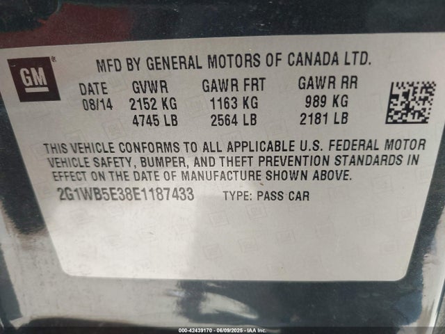 2G1WB5E38E1187433 Chevrolet lfx
