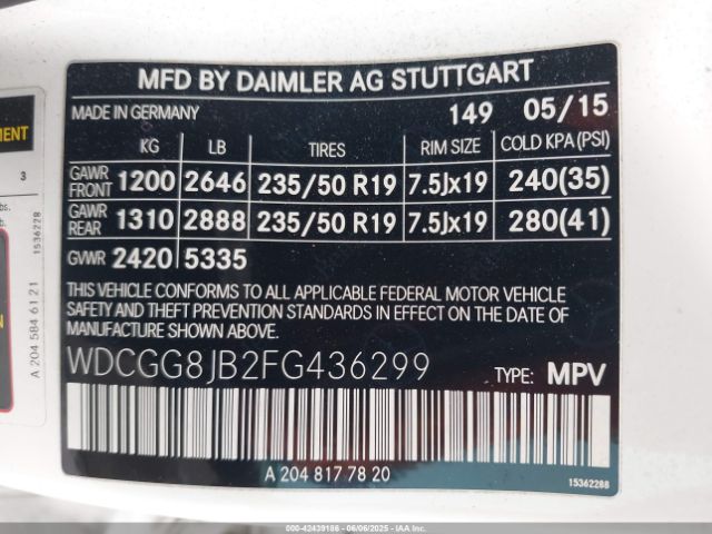 2015 MERCEDES-BENZ GLK 350 WDCGG8JB2FG436299 Photo 8