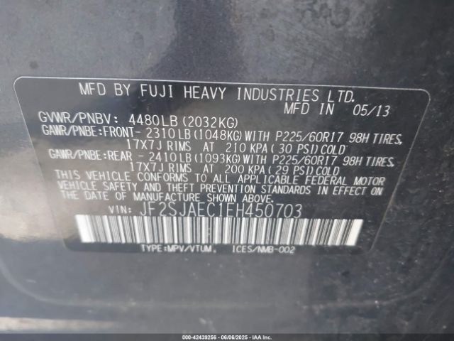 JF2SJAEC1EH450703 Subaru Forester 2.5i Premium