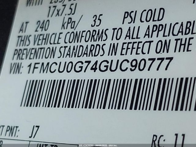 1FMCU0G74GUC90777 Ford Escape